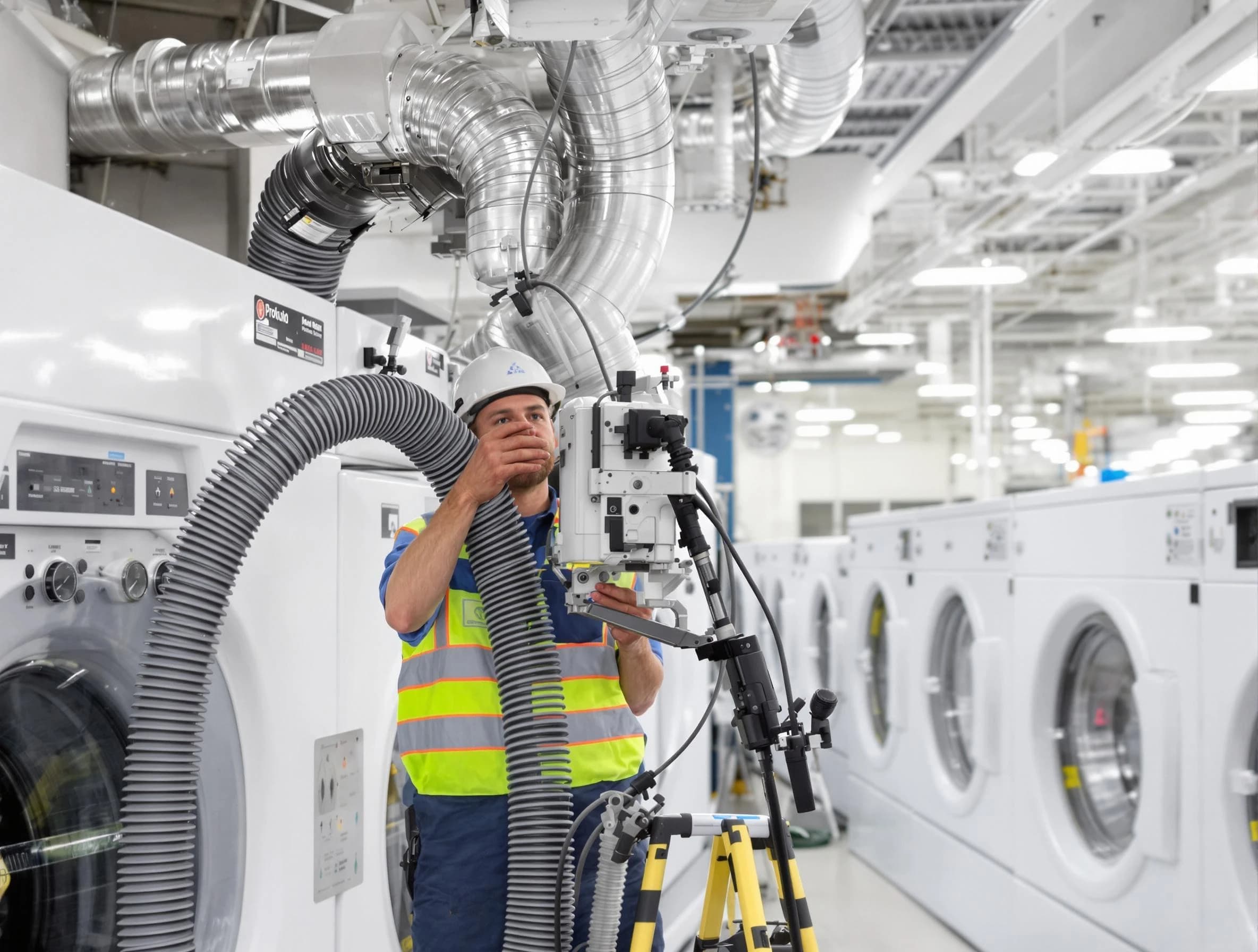 Watertown Town Dryer Vent Cleaning team performing commercial-grade dryer vent cleaning at a business facility in Watertown Town