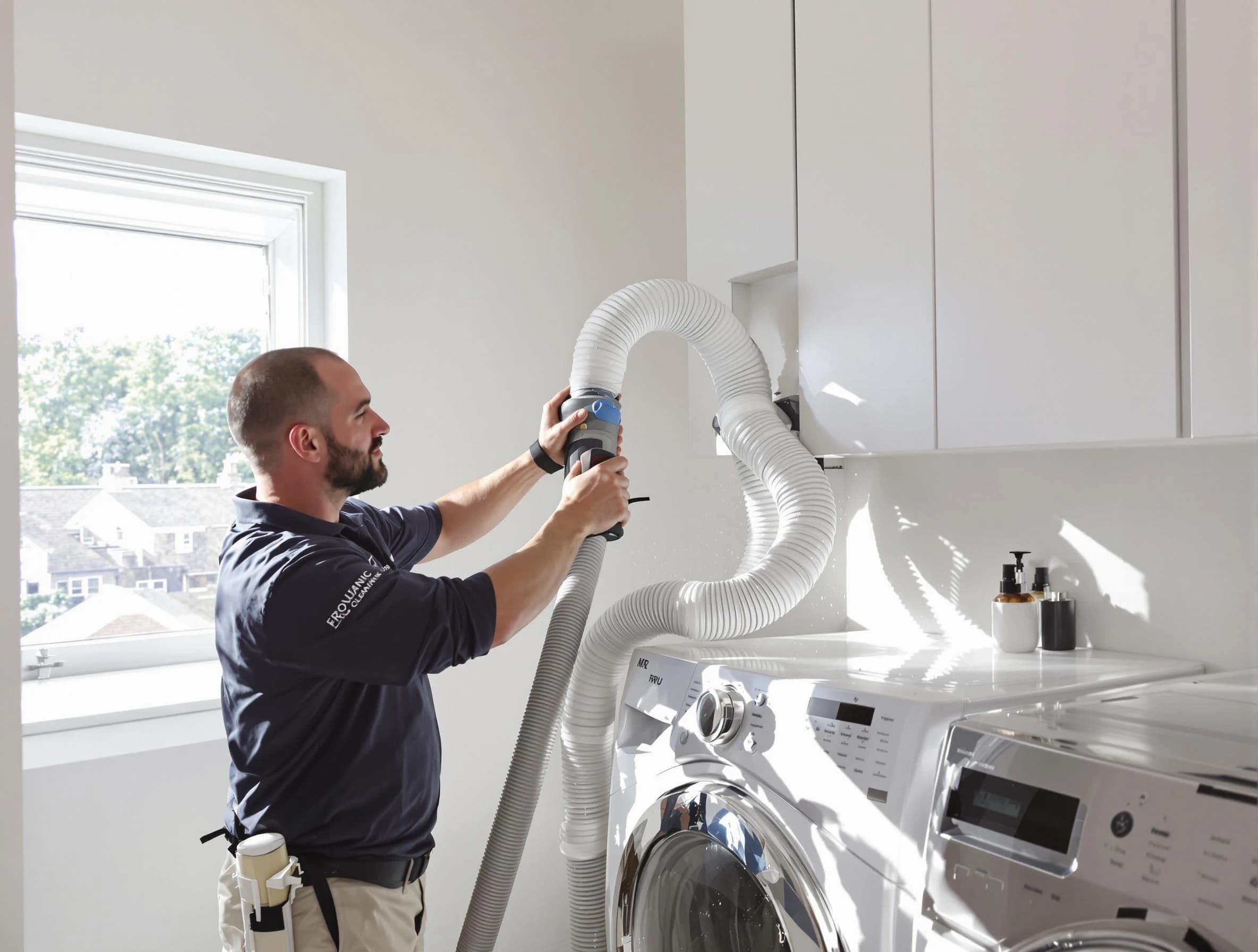 Certified Watertown Town Dryer Vent Cleaning technician performing dryer vent cleaning in Watertown Town