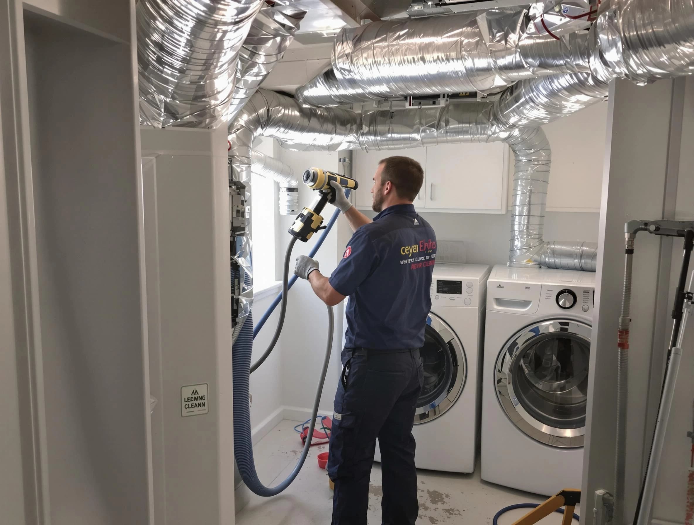 Watertown Town Dryer Vent Cleaning specialist using advanced equipment for thorough duct cleaning in Watertown Town