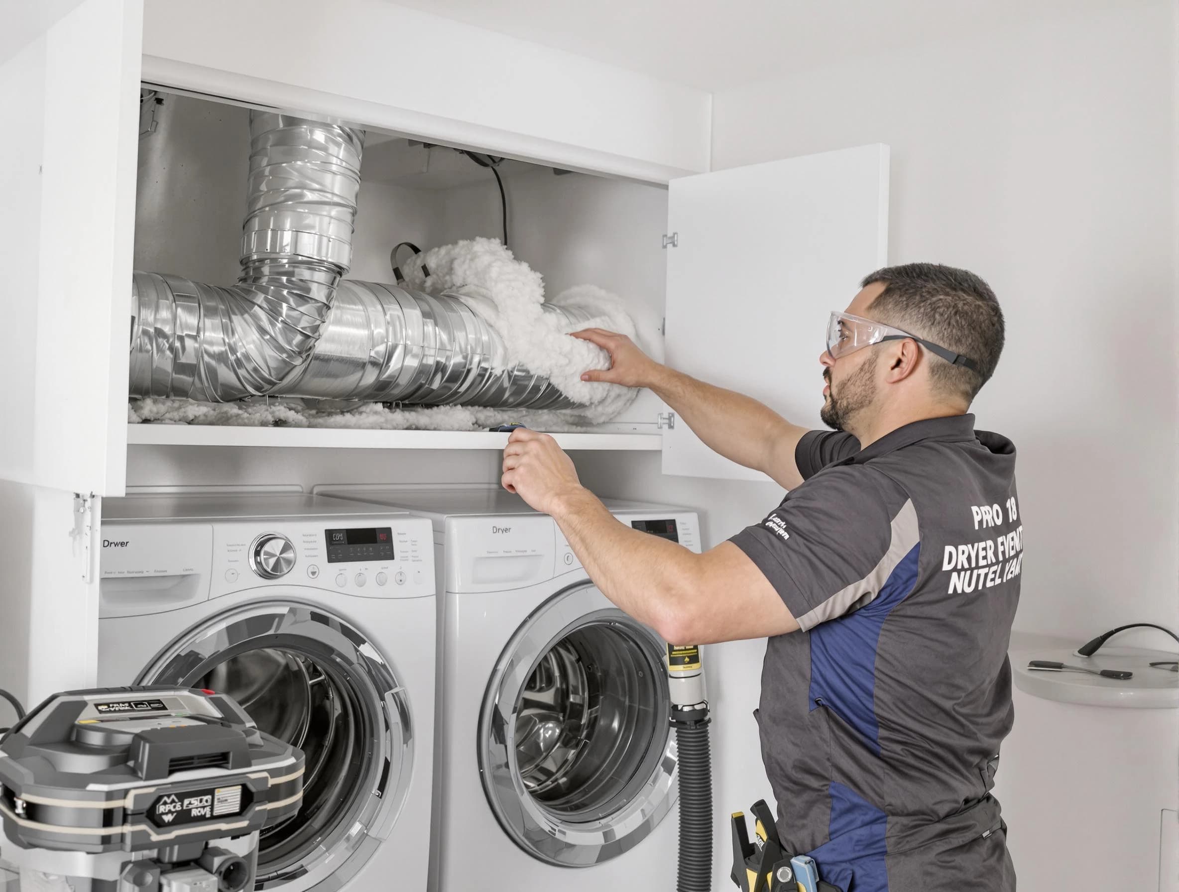 Watertown Town Dryer Vent Cleaning certified technician performing specialized gas dryer vent cleaning in Watertown Town